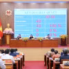 Đại biểu ấn nút thông qua các Nghị quyết tại Kỳ họp thứ 13 Hội đồng Nhân dân tỉnh Quảng Ngãi. (Ảnh Phạm Cường/TTXVN)