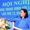 Bà Nguyễn Thị Tuyến, Ủy viên Trung ương Đảng, Chủ tịch Hội Liên hiệp Phụ nữ Việt Nam, phát biểu khai mạc hội nghị. (Ảnh: Văn Điệp/TTXVN)