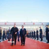 Lễ tiễn Thủ tướng Phạm Minh Chính tại sân bay Vnukovo 2, thủ đô Moskva. (Ảnh: Dương Giang/TTXVN)