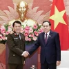 Chủ tịch Quốc hội Trần Thanh Mẫn với Đại tướng Lương Tam Quang, Bộ trưởng Bộ Công an. (Ảnh: Doãn Tấn/TTXVN)