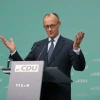 Ông Friedrich Merz phát biểu tại một cuộc họp báo ở Berlin. ̣Ảnh: THX/TTXVNĐ
