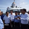Lãnh đạo Ủy ban Nhân dân Thành phố Hồ Chí Minh khảo sát khu bến cảng Cái Mép Hạ. (Ảnh: Đoàn Mạnh Dương/TTXVN)