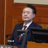 Tổng thống bị luận tội của Hàn Quốc Yoon Suk Yeol tại Tòa án Hiến pháp ở Seoul ngày 20/2. (Ảnh: THX/TTXVN)