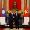Chủ tịch nước Lương Cường tiếp Thủ tướng Lào Sonexay Siphandone. (Ảnh: Lâm Khánh/TTXVN)