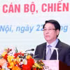 Chủ tịch nước Lương Cường chúc Tết cán bộ, chiến sỹ Bộ Tư lệnh Cảnh vệ. (Ảnh: Lâm Khánh/TTXVN)