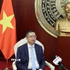 Đại sứ Việt Nam tại Trung Quốc Phạm Thanh Bình trả lời phỏng vấn phóng viên TTXVN tại Bắc Kinh. (Ảnh: Quang Hưng/TTXVN)