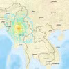 Chấn tiêu trận động đất nằm ở độ sâu 10km. (Nguồn: USGS.GOV)