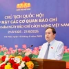 Chủ tịch Quốc hội Trần Thanh Mẫn phát biểu tại cuộc gặp mặt lãnh đạo các cơ quan báo chí. (Ảnh: Doãn Tấn/TTXVN)