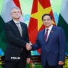 Thủ tướng Phạm Minh Chính hội kiến Chủ tịch Quốc hội Hungary Kover Laszlo đang có chuyến thăm chính thức Việt Nam. (Ảnh: Dương Giang/TTXVN)