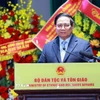 Thủ tướng Phạm Minh Chính phát biểu tại Lễ công bố Nghị quyết của Quốc hội về thành lập Bộ Dân tộc và Tôn giáo. (Ảnh: Dương Giang/TTXVN)