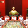 Bí thư Tỉnh ủy các tỉnh Phú Thọ, Hòa Bình, Vĩnh Phúc chủ trì hội nghị. (Nguồn: Báo Phú Thọ)