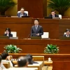 Bộ trưởng Bộ Khoa học và Công nghệ Nguyễn Mạnh Hùng giải trình, làm rõ một số vấn đề đại biểu Quốc hội nêu. (Ảnh: Doãn Tấn/TTXVN)
