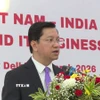 Đại sứ Việt Nam tại Ấn Độ Nguyễn Thanh Hải phát biểu khai mạc diễn đàn. (Ảnh: Quang Trung/TTXVN)