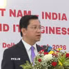 Đại sứ Việt Nam tại Ấn Độ Nguyễn Thanh Hải phát biểu khai mạc diễn đàn. (Ảnh: Quang Trung/TTXVN)