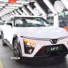 Các mẫu ôtô EV được sản xuất tại nhà máy VinFast Ấn Độ. (Ảnh: Quang Trung/TTXVN)