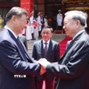 Tổng Bí thư Tô Lâm chia tay Tổng Bí thư, Chủ tịch nước Trung Quốc Tập Cận Bình. (Ảnh: Thống Nhất/TTXVN)