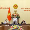 Chủ tịch Quốc hội Trần Thanh Mẫn phát biểu bế mạc Phiên họp thứ 55 của Ủy ban Thường vụ Quốc hội. (Ảnh: Doãn Tấn/TTXVN)