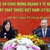 Tổng Bí thư Tô Lâm thăm, làm việc với Bộ Y tế. (Ảnh: Thống Nhất/TTXVN)