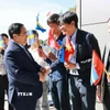 Thủ tướng Phạm Minh Chính với sinh viên, nghiên cứu sinh Việt Nam đang học tập và nghiên cứu tại Đại học Uppsala. (Ảnh: Dương Giang/TTXVN)