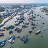 Chợ nổi Cái Răng (Cần Thơ) nhìn từ trên cao. (Ảnh: Thanh Liêm/TTXVN)