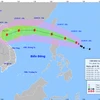 Vị trí tâm bão Ragasa và đường đi dự báo của bão. (Nguồn: Trung tâm Dự báo Khí tượng Thủy văn Quốc gia)