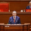 Tổng Bí thư Tô Lâm thay mặt Ban Chấp hành Trung ương Đảng khóa XIV phát biểu ý kiến. (Ảnh: TTXVN)
