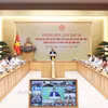 Thủ tướng Phạm Minh Chính chủ trì Phiên họp lần thứ 14 của Ban Chỉ đạo Quốc gia về chống khai thác hải sản bất hợp pháp. (Ảnh: Dương Giang/TTXVN)