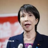 Chủ tịch đảng Dân chủ Tự do (LDP) Sanae Takaichi phát biểu với báo giới tại Tokyo, Nhật Bản, ngày 10/10. (Ảnh: Kyodo/TTXVN)