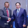 Thủ tướng Phạm Minh Chính tiếp Người sáng lập và Chủ tịch Tập đoàn Capital A Tony Fernandes. (Ảnh: Dương Giang/TTXVN)