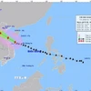 Hướng di chuyển của bão số 10 lúc 7 giờ ngày 28/9. (Ảnh: TTXVN phát)