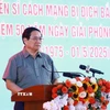 Thủ tướng Phạm Minh Chính phát biểu, tri ân chiến sỹ cách mạng bị địch bắt, tù đày. (Ảnh: Dương Giang/TTXVN)