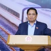 Thủ tướng Phạm Minh Chính kết luận phiên họp lần thứ tư BCĐ các công trình trọng điểm, dự án quan trọng quốc gia lĩnh vực đường sắt. (Ảnh: Dương Giang/TTXVN)