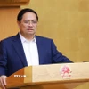 Thủ tướng Phạm Minh Chính chủ trì phiên họp Chính phủ thường kỳ tháng 5 năm 2025. (Ảnh: Dương Giang/TTXVN)