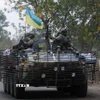 Binh sỹ Ukraine tuần tra tại thành phố Kramatorsk ở vùng Donetsk. (Ảnh: AFP/TTXVN)