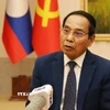 Ông Bounthong Chitmany, Ủy viên Bộ Chính trị, Thường trực Ban Bí thư Trung ương Đảng Nhân dân cách mạng Lào, Phó Chủ tịch nước Cộng hòa dân chủ nhân dân Lào, trả lời phỏng vấn. (Ảnh: Xuân Tú/TTXVN)