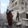 Đống đổ nát sau các cuộc không kích của Israel xuống Dải Gaza. (Ảnh: THX/TTXVN)
