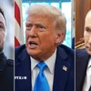 (Từ trái sang) Tổng thống Ukraine Volodymyr Zelensky, Tổng thống Mỹ Donald Trump và Tổng thống Nga Vladimir Putin. (Ảnh: AP/TTXVN)