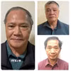 Bị can Hoàng Văn Thắng, nguyên Thứ trưởng Nông nghiệp và Phát triển nông thôn (trái) cùng 2 bị can Trần Tố Nghị và Trần Văn Lăng (áo đỏ). (Ảnh: TTXVN phát)