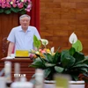 Ủy viên Bộ Chính trị, Phó Thủ tướng Thường trực Nguyễn Hòa Bình phát biểu chỉ đạo tại buổi làm việc với Ban thường vụ Tỉnh ủy Lâm Đồng tối 14/7. (Ảnh: Nguyễn Dũng/TTXVN)