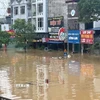 Điểm ngập sâu trên đường Lương Ngọc Quyến. (Ảnh: Quân Trang/TTXVN)