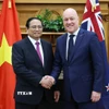 Thủ tướng Phạm Minh Chính và Thủ tướng New Zealand Christopher Luxon tại Hà Nội chiều 26/2/2025. (Ảnh: Dương Giang/TTXVN)