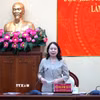 Bí thư Trung ương Đảng, Phó Chủ tịch nước Võ Thị Ánh Xuân phát biểu tại buổi làm việc. (Ảnh: Văn Sĩ/TTXVN)