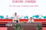 Chủ tịch Quốc hội Trần Thanh Mẫn và Thủ tướng Chính phủ Lê Minh Hưng gặp mặt lãnh đạo các cơ quan báo chí nhân Ngày Báo chí Cách mạng Việt Nam (21/6/1925-21/6/2026). (Ảnh: Doãn Tấn/TTXVN)