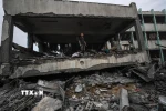 Một trường học bị phá hủy sau cuộc không kích của Israel xuống Jabalia, phía Bắc Gaza. (Ảnh: THX/TTXVN)