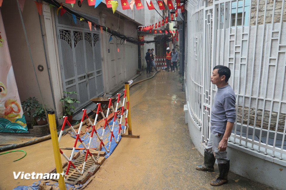 Hình ảnh ghi nhận sáng 21/2 tại ngõ 7, phố Giang Văn Minh, quận Ba Đình, Hà Nội. (Ảnh: Minh Hiếu/Vietnam+)
