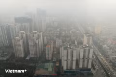 Hà Nội ô nhiễm không khí ở mức cao. (Ảnh: Hoài Nam/Vietnam+)
