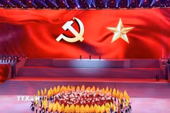 Chương trình nghệ thuật đặc biệt chào mừng thành công Đại hội XIV của Đảng. (Ảnh: TTXVN)