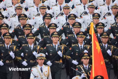 Đoàn quân nhân Trung Quốc tham gia tổng duyệt diễu binh, diễu hành A80. (Ảnh: Hoài Nam/Vietnam+)