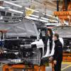 Dây chuyền sản xuất ôtô tại nhà máy của General Motors ở Detroit, Michigan (Mỹ). (Ảnh: AFP/TTXVN)