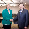 Chủ tịch Quốc hội Trần Thanh Mẫn gặp Chủ tịch Thượng viện Đức Anke Rehlinger. (Ảnh: Doãn Tấn/TTXVN)